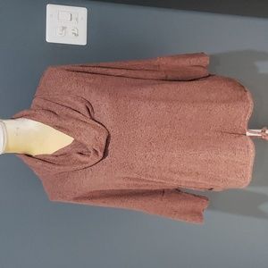 Green Envelope Cowl Neck 3/4 Sleeve Tie Hem Sweater Sz L